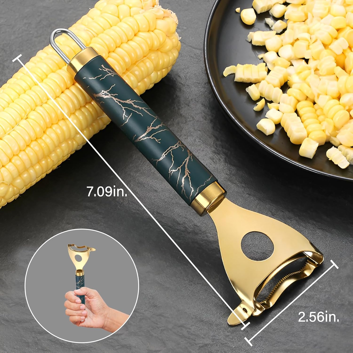 Long Handle Stainless Steel Corn Stripper | Handheld Corn Kernel Remover | Kitchen Multi-Functional Tool
