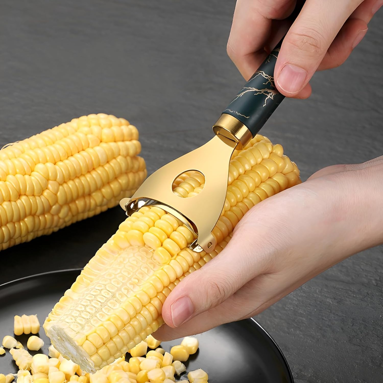 Long Handle Stainless Steel Corn Stripper | Handheld Corn Kernel Remover | Kitchen Multi-Functional Tool
