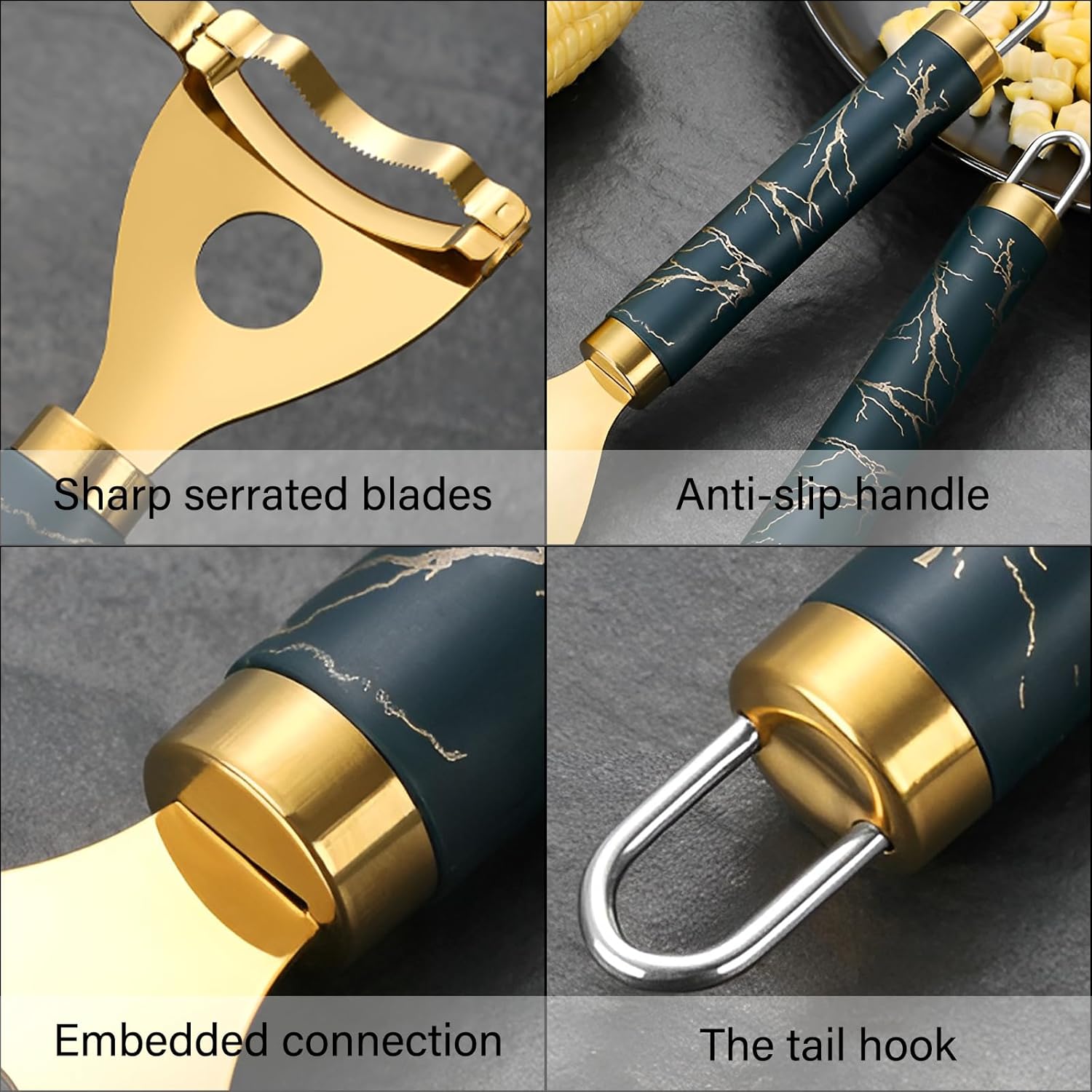 Long Handle Stainless Steel Corn Stripper | Handheld Corn Kernel Remover | Kitchen Multi-Functional Tool